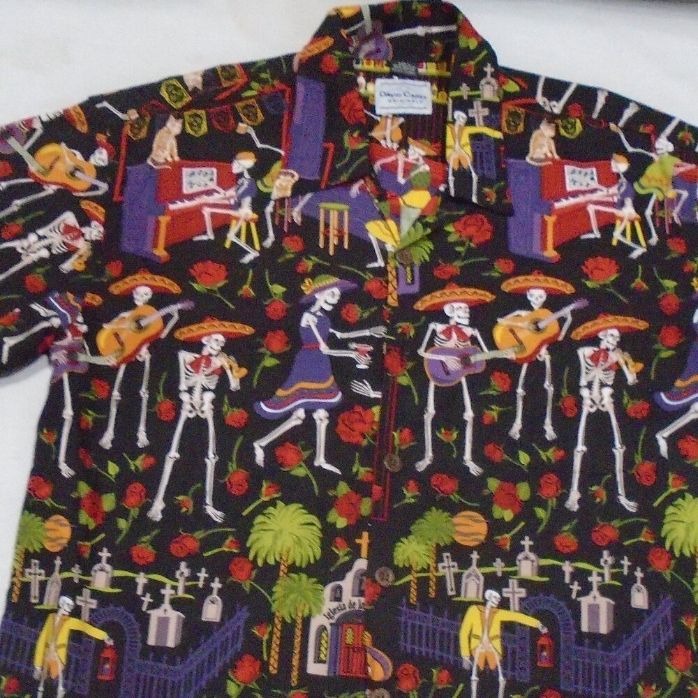 David Carey Originals Skeletons De Los Muertos Shirt Size Large